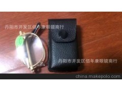 东海水晶 老花镜折叠光学玻璃 跑江湖摆地摊 穿在腰带上的皮盒图1